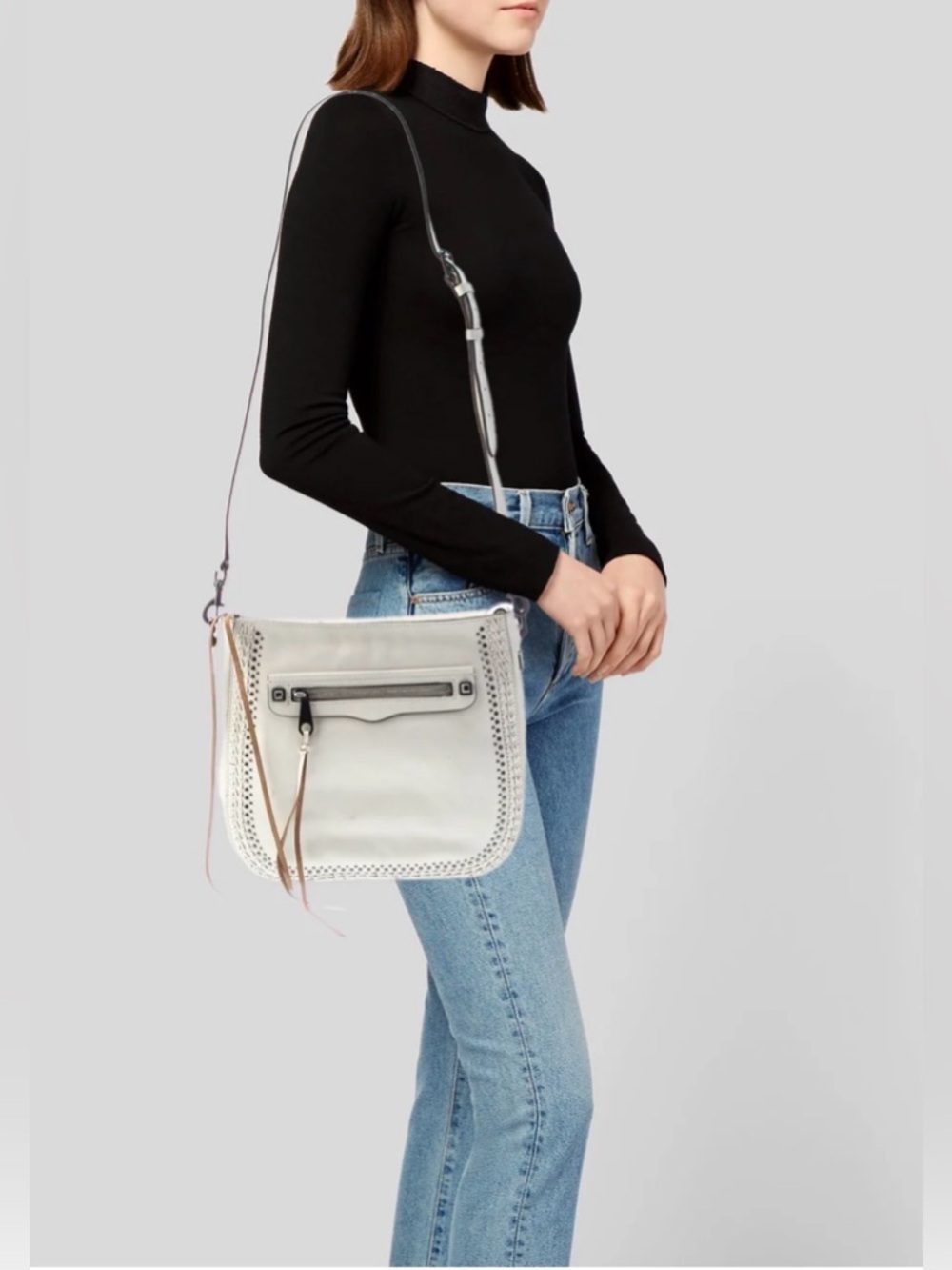 Rebecca Minkoff Regan Feed Studded Crossbody Bag with Braided Leather Accents